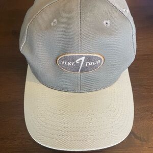 Vintage Nike Tour Golf Hat 1 Logo Adjustable Strapback Khaki Y2K 90s Cap